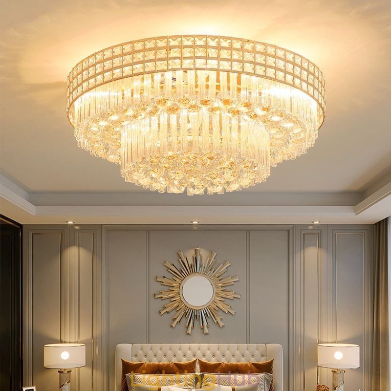 Modern Crystal Chandelier Round Flush Mounted