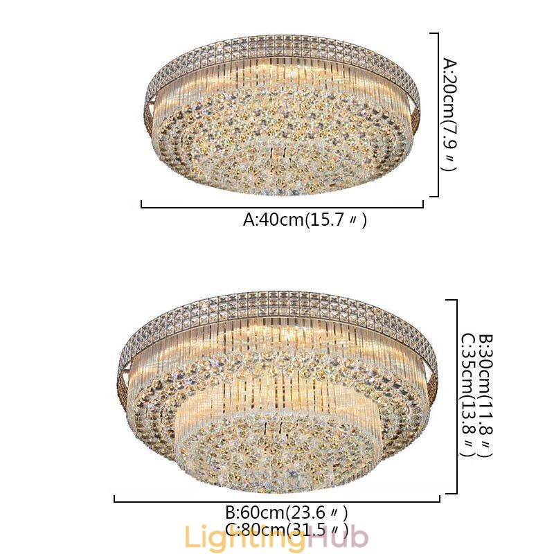 Modern Crystal Chandelier Round Flush Mounted
