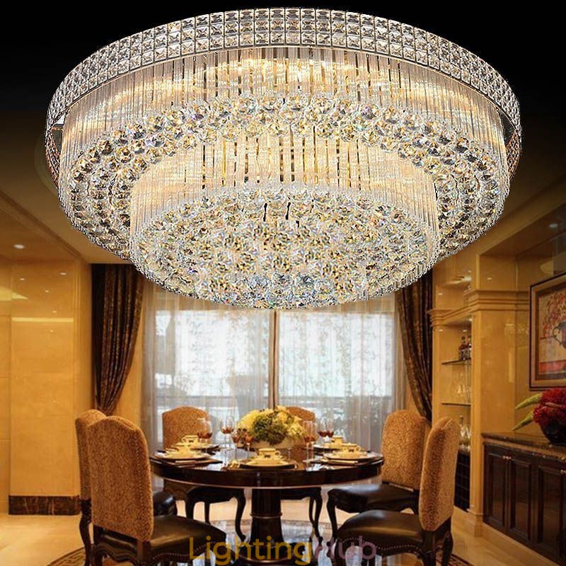 Modern Crystal Chandelier Round Flush Mounted