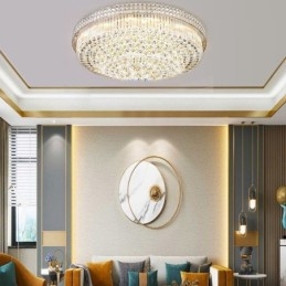 Modern Crystal Chandelier Round Flush Mounted