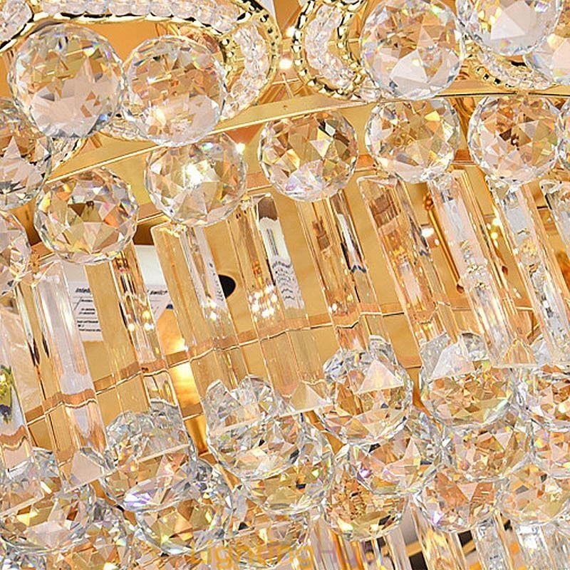Elegant Flush Mounted Round Crystal Chandelier Flower Shaped