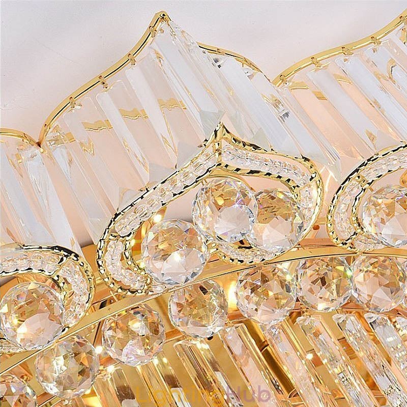 Elegant Flush Mounted Round Crystal Chandelier Flower Shaped