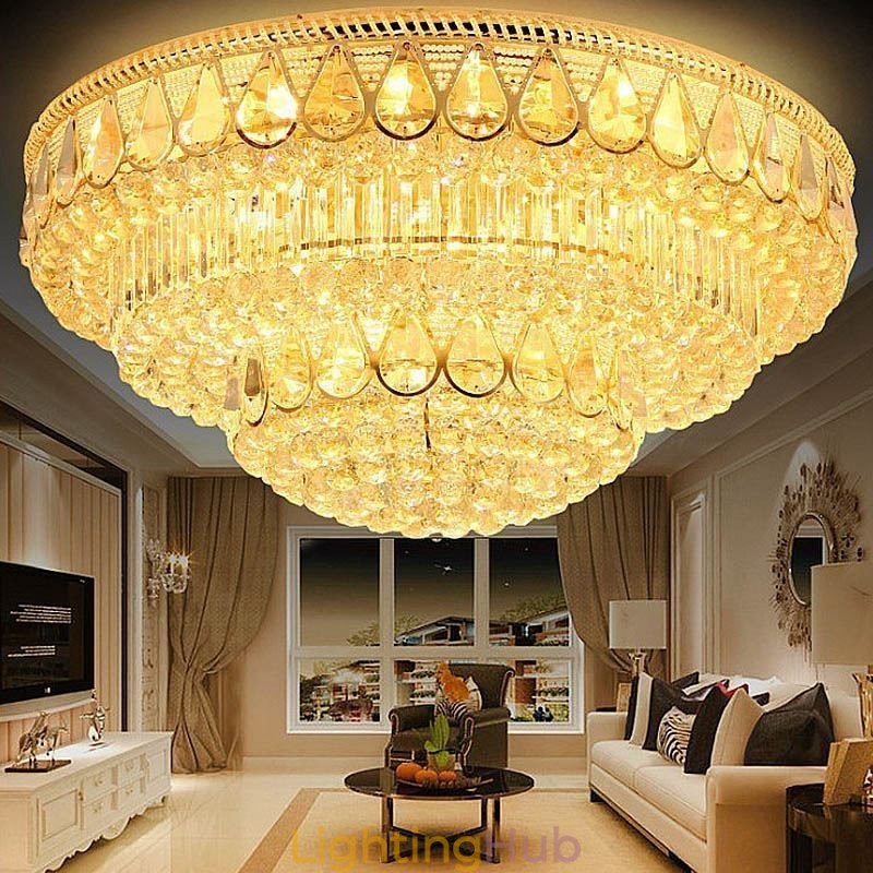 Luxury Flush Mount Crystal Ceiling Light Round Light