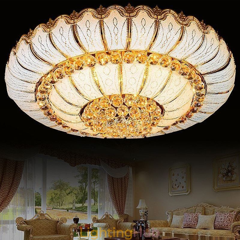 Contemporary Simple Flush Mount Crystal Ceiling Light Round