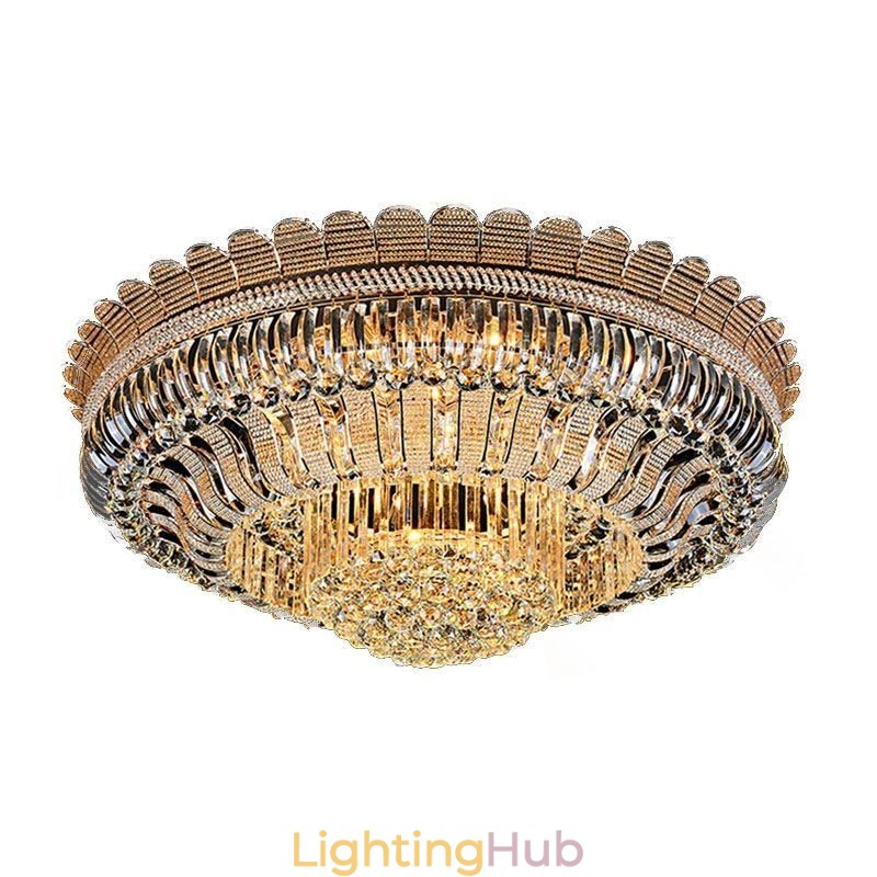 Luxury Crystal Ceiling Light Gold Flush Mount Round Lighting