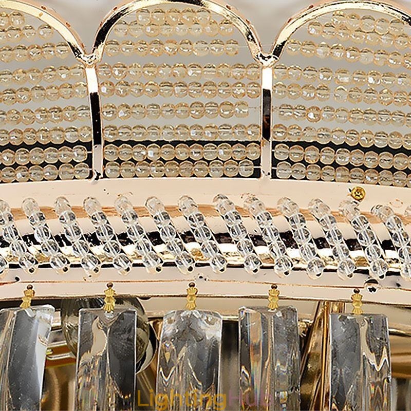 Luxury Crystal Ceiling Light Gold Flush Mount Round Lighting