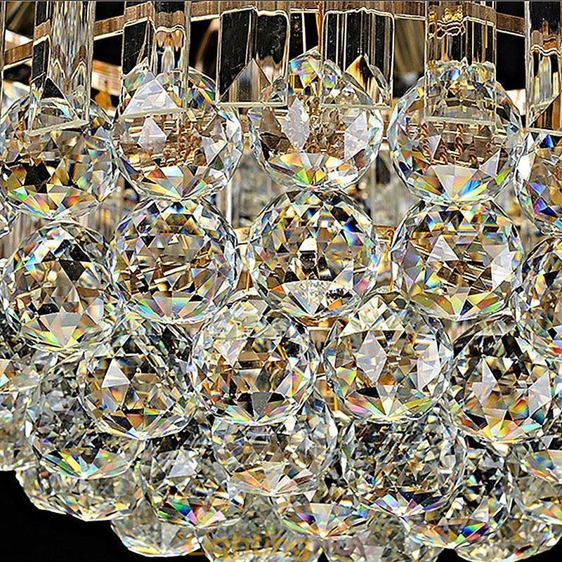Luxury Crystal Ceiling Light Gold Flush Mount Round Lighting