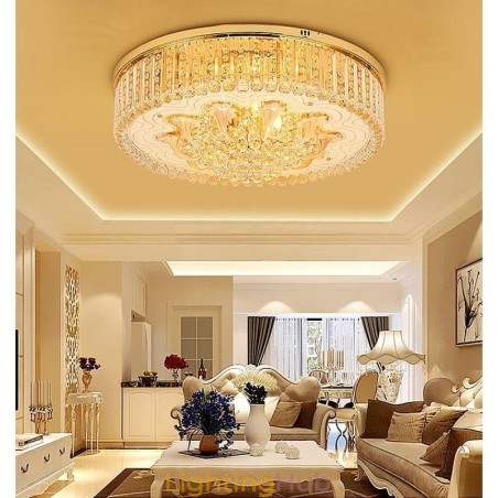 Graceful Flush Mounted Light Gold Crystal Ceiling Light