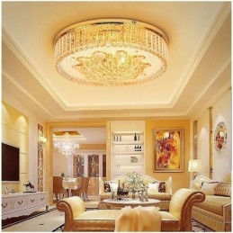 Graceful Flush Mounted Light Gold Crystal Ceiling Light
