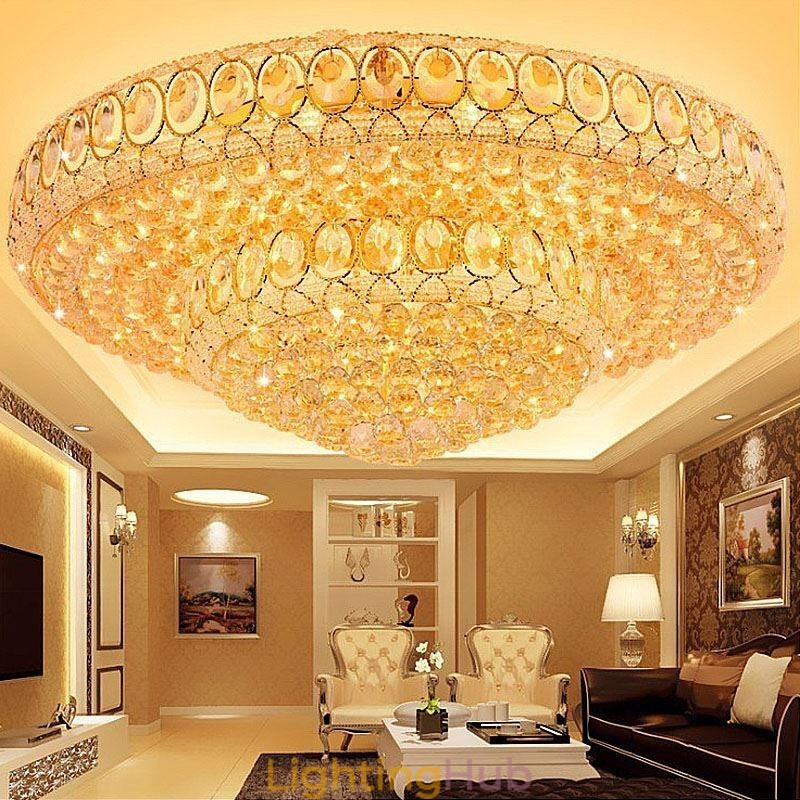 Luxury Crystal Ceiling Light European Round Flush Mounted Lighting
