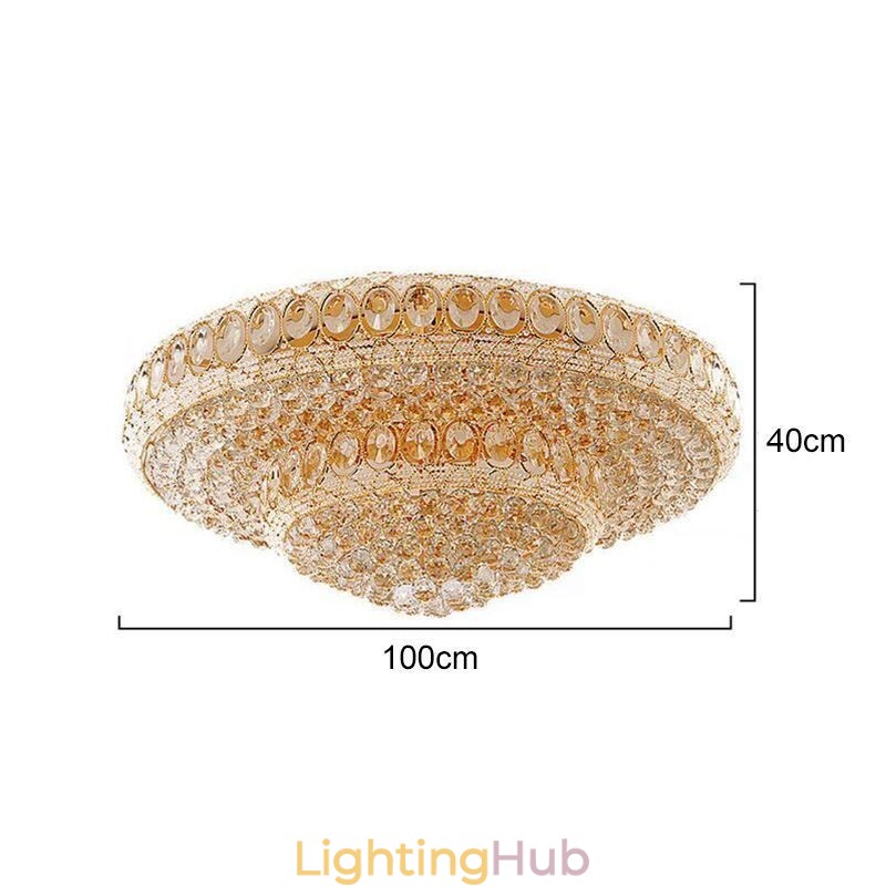 Luxury Crystal Ceiling Light European Round Flush Mounted Lighting