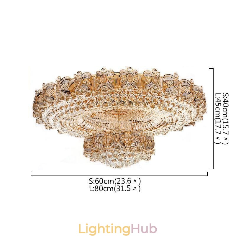 Modern Gold Crystal Ceiling Light Round Flush Mount Lighting