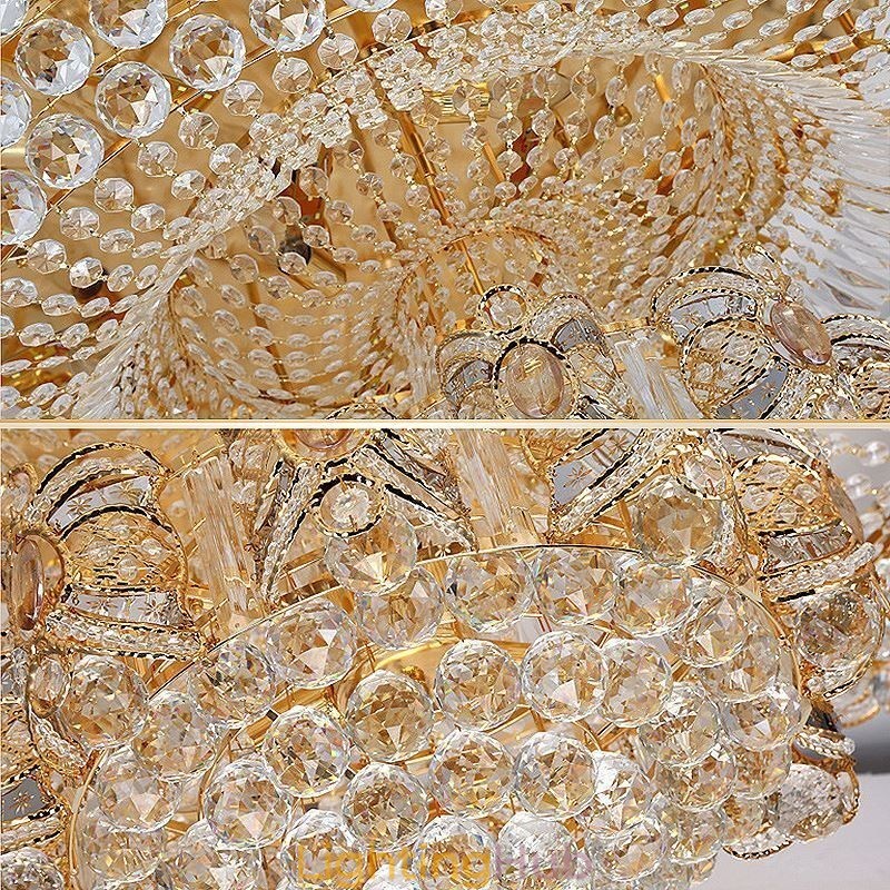 Modern Gold Crystal Ceiling Light Round Flush Mount Lighting