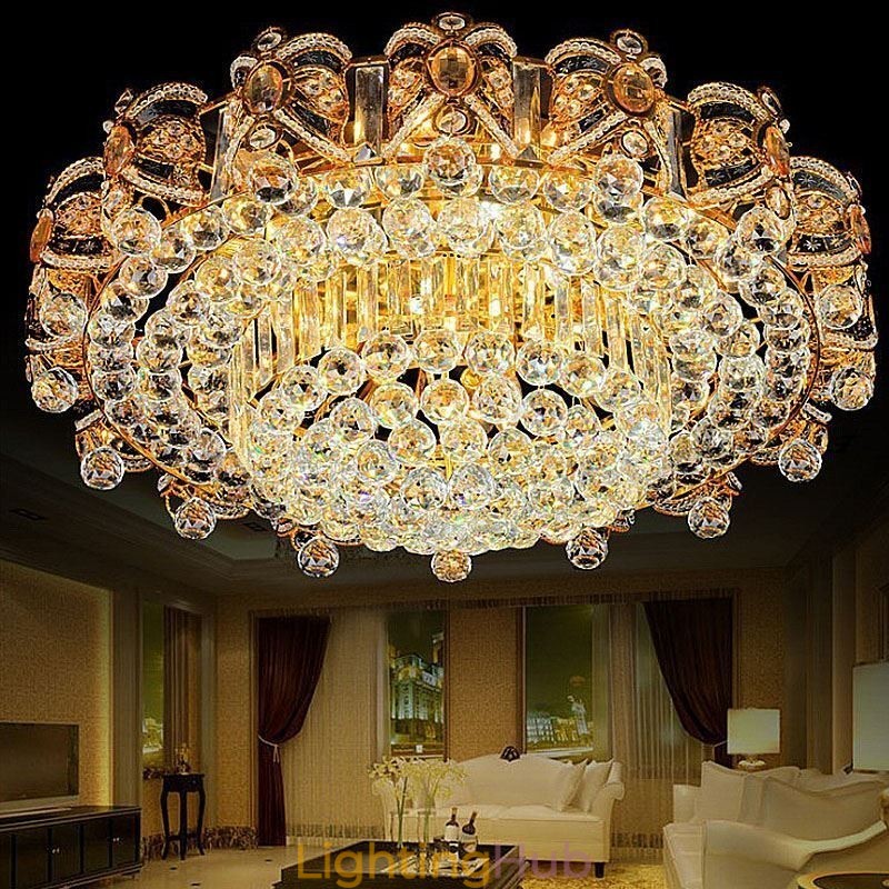 European Flush Mount Crystal Ceiling Light