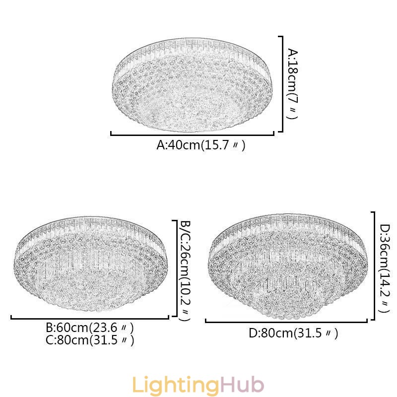 Flush Mount Crystal Ceiling Light European Round Lighting
