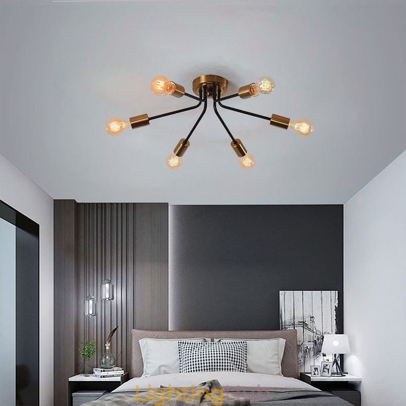 Sputnik Chandelier 6 Light Semi Flush Mount Ceiling Light Fixture