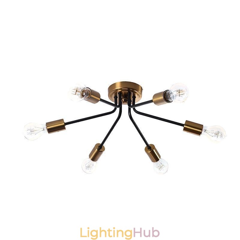 Sputnik Chandelier 6 Light Semi Flush Mount Ceiling Light Fixture