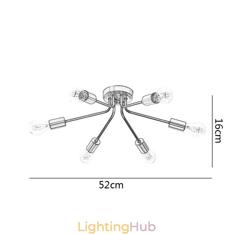 Sputnik Chandelier 6 Light Semi Flush Mount Ceiling Light Fixture