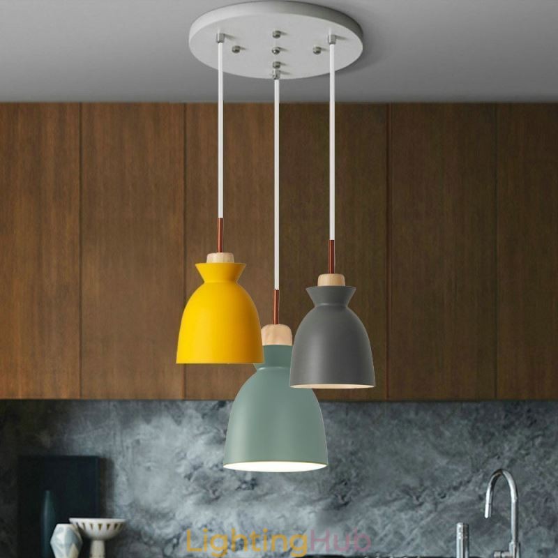 Nordic Simple Macaron Pendant Light Iron Arti Three Lights