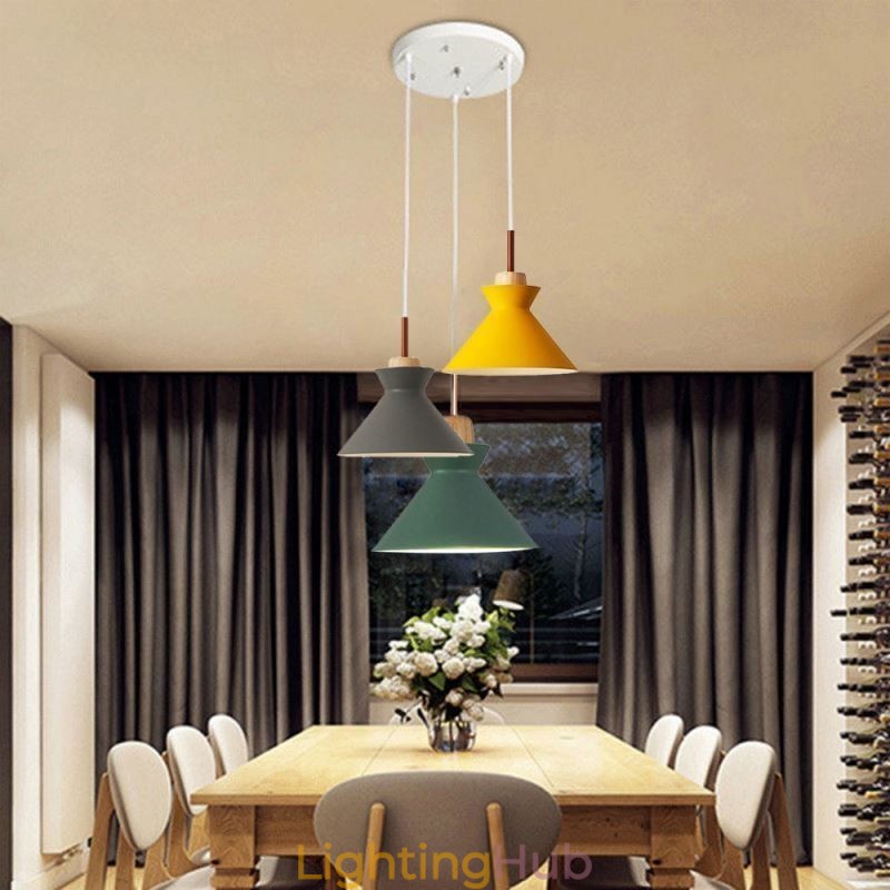Nordic Macaron Island 3 Light Pendant Lighting Simple Iron Arti Three Lights