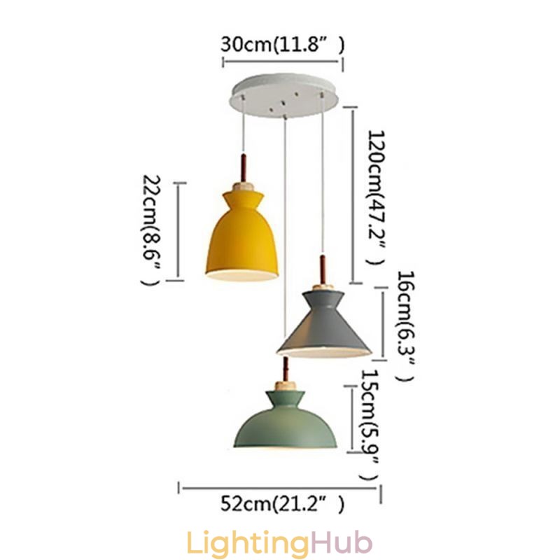 Macaron Pendant Light Nordic Simple Iron Arti Three Lights Fixture