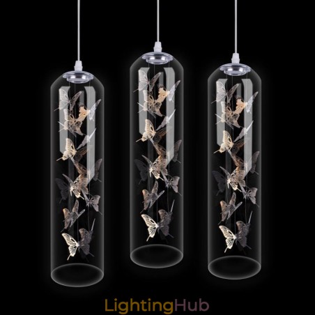 Glass Pendant Light Creative Nordic Cylinder Lamp Butterfly Light Glass Pendant Light Creative Nordic Cylinder Lamp Butterfly Light