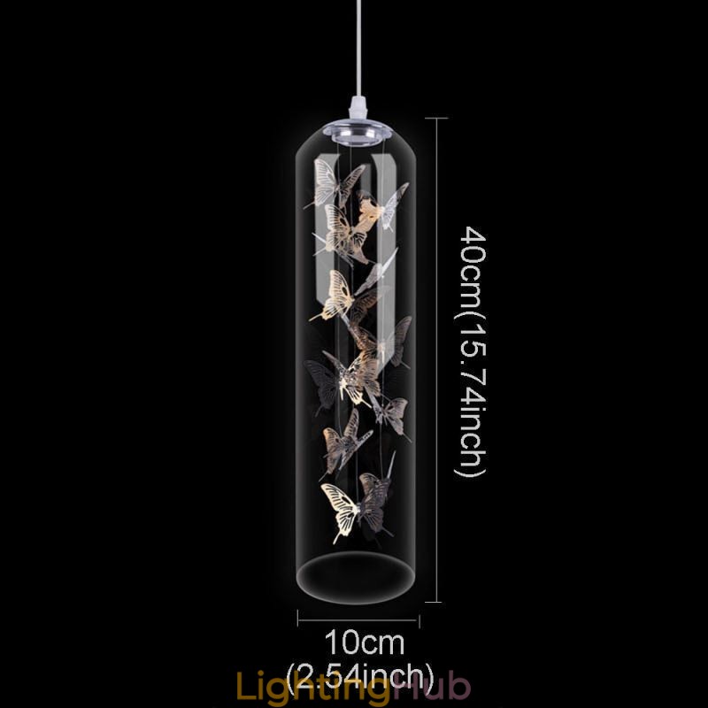Glass Pendant Light Creative Nordic Cylinder Lamp Butterfly Light