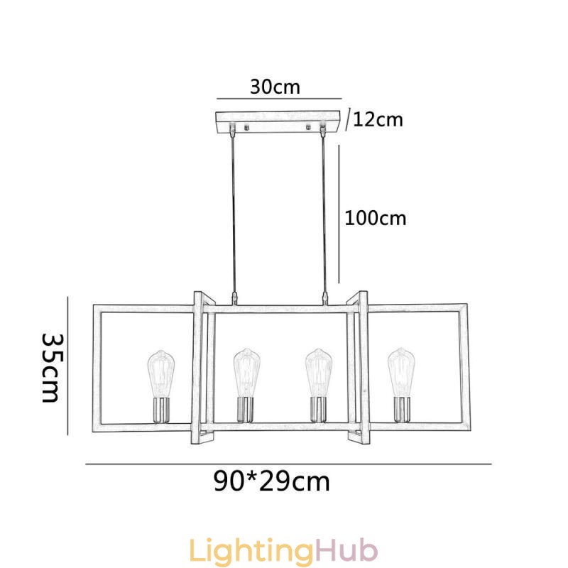4 Light Pendant Light Industrial Style Lightingway