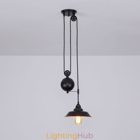 Industrial Farmhouse Pulley Pendant Light Retractable Design Adjustable Height Industrial Farmhouse Pulley Pendant Light Retractable Design Adjustable Height