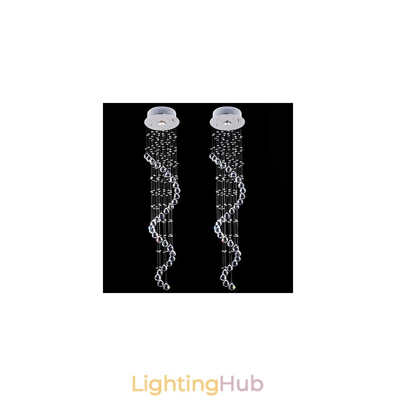 Crystal Pendant Light Chandelier Lighting 1 Lights Silver Canpoy Clear K9 Crystal Helix Ceiling Lamps H120CM