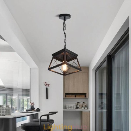 Vintage Trapezoidal Pendant Light Metal Black Ceiling Light Vintage Trapezoidal Pendant Light Metal Black Ceiling Light