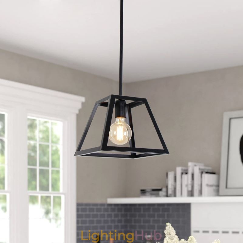 Rustic Farmhouse Pendant Light Industrial Mini Metal Ceiling Light Trapezoidal Shape Island