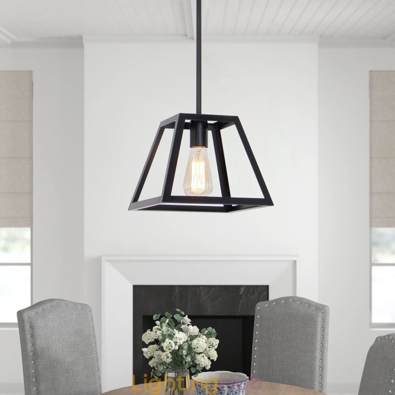 Rustic Farmhouse Pendant Light Industrial Mini Metal Ceiling Light Trapezoidal Shape Island