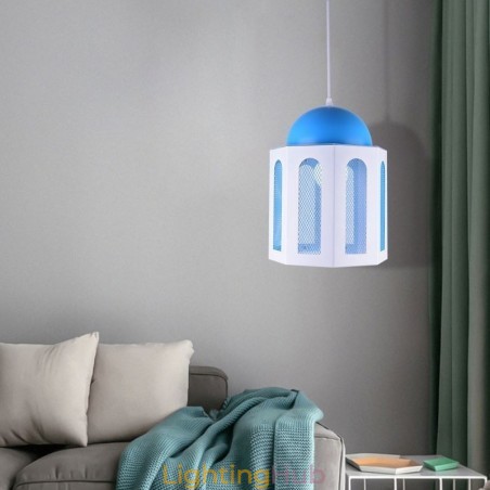 Castle Shaped Pendant Light Modern Blue and White Color Light Castle Shaped Pendant Light Modern Blue and White Color Light