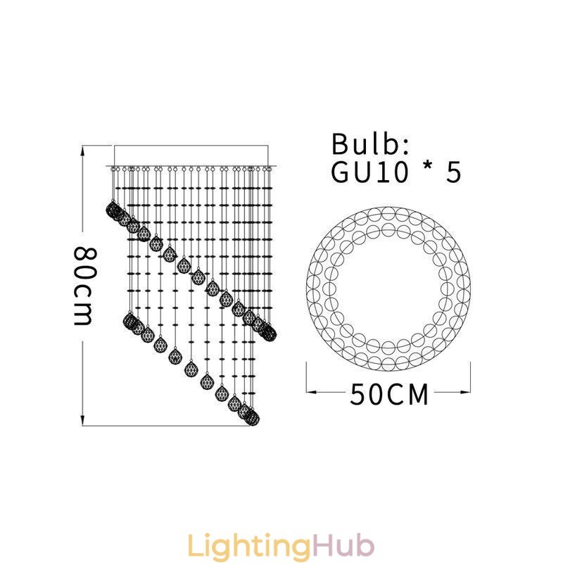 Modern Crystal Chandelier Round Raindrop Ceiling Light