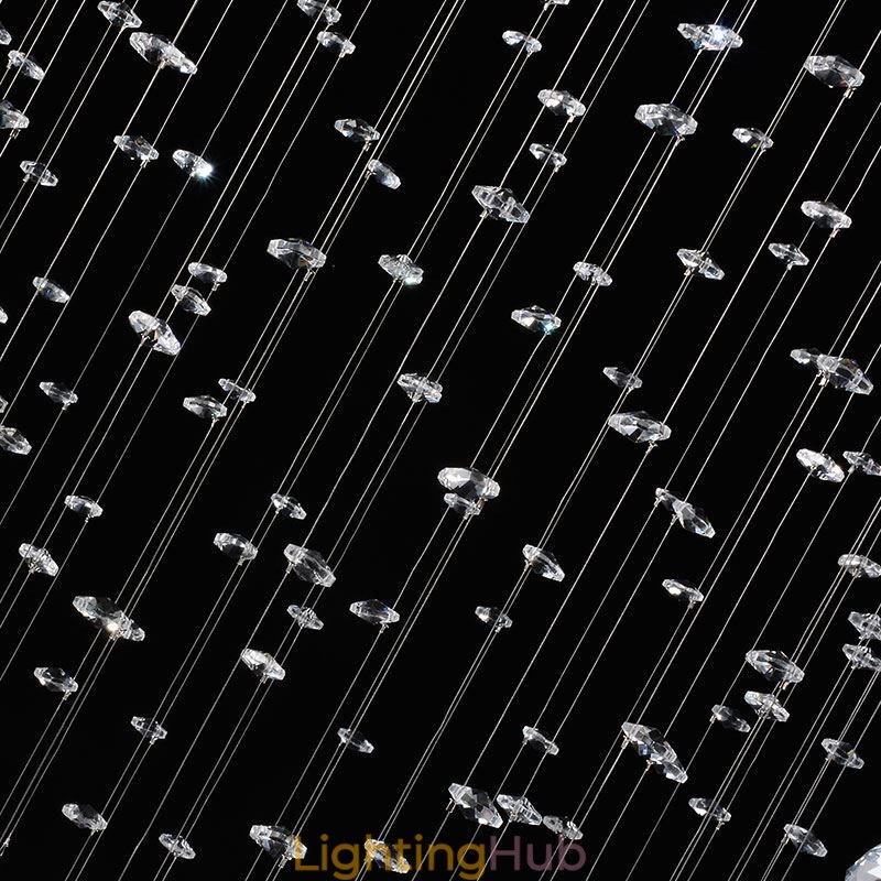 Modern Crystal Chandelier Round Raindrop Ceiling Light