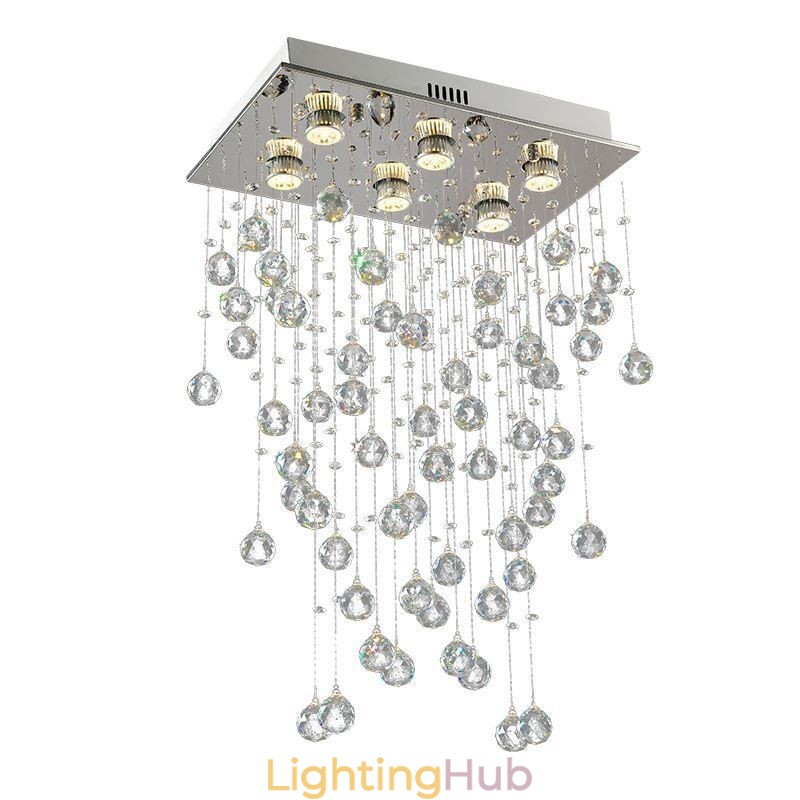 Modern Crystal Chandelier Flush Mount Ceiling Light