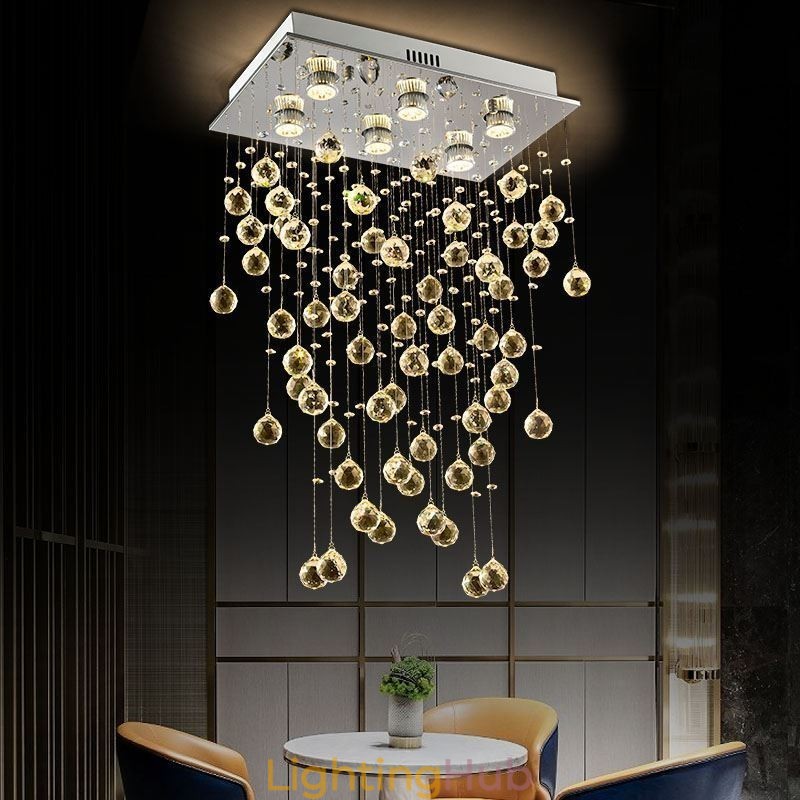 Modern Crystal Chandelier Flush Mount Ceiling Light
