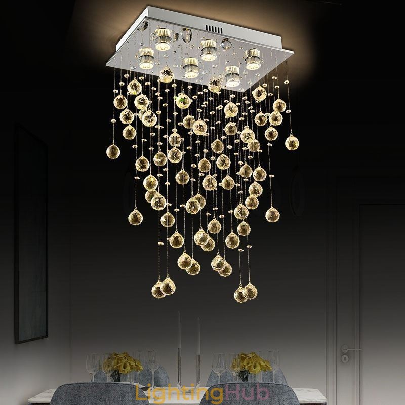 Modern Crystal Chandelier Flush Mount Ceiling Light