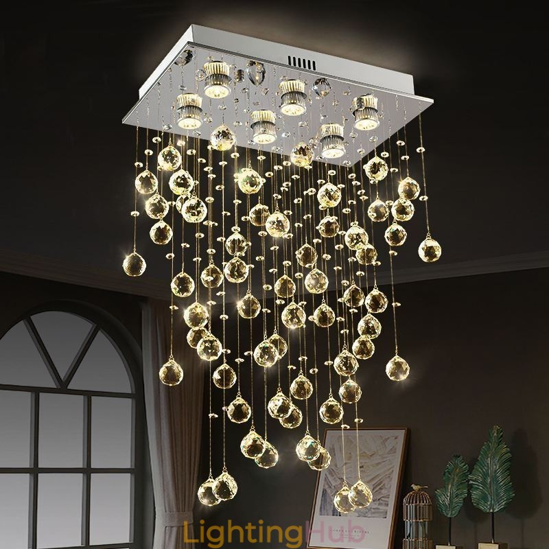 Modern Crystal Chandelier Flush Mount Ceiling Light