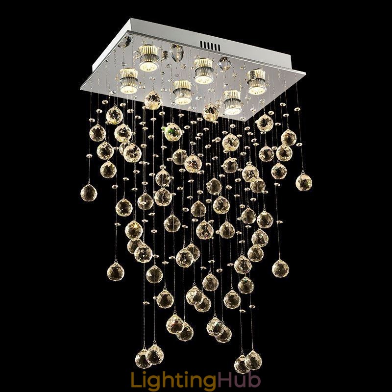 Modern Crystal Chandelier Flush Mount Ceiling Light