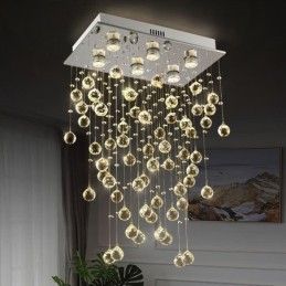 Modern Crystal Chandelier Flush Mount Ceiling Light