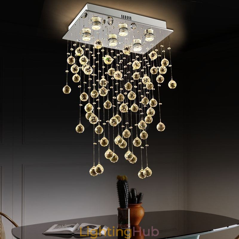 Modern Crystal Chandelier Flush Mount Ceiling Light