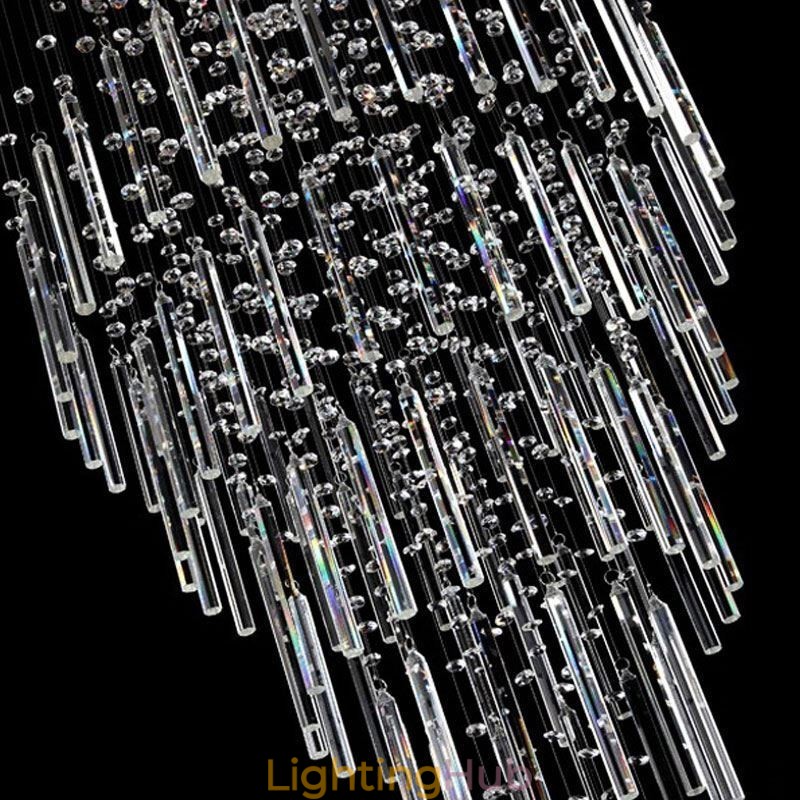 Modern Square Crystal Chandelier Contemporary Elegant Ceiling Light Fixture Duplex Stair