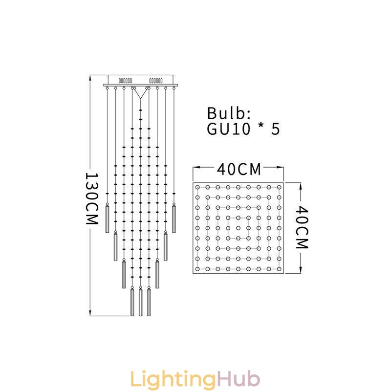 Modern Square Crystal Chandelier Contemporary Elegant Ceiling Light Fixture Duplex Stair