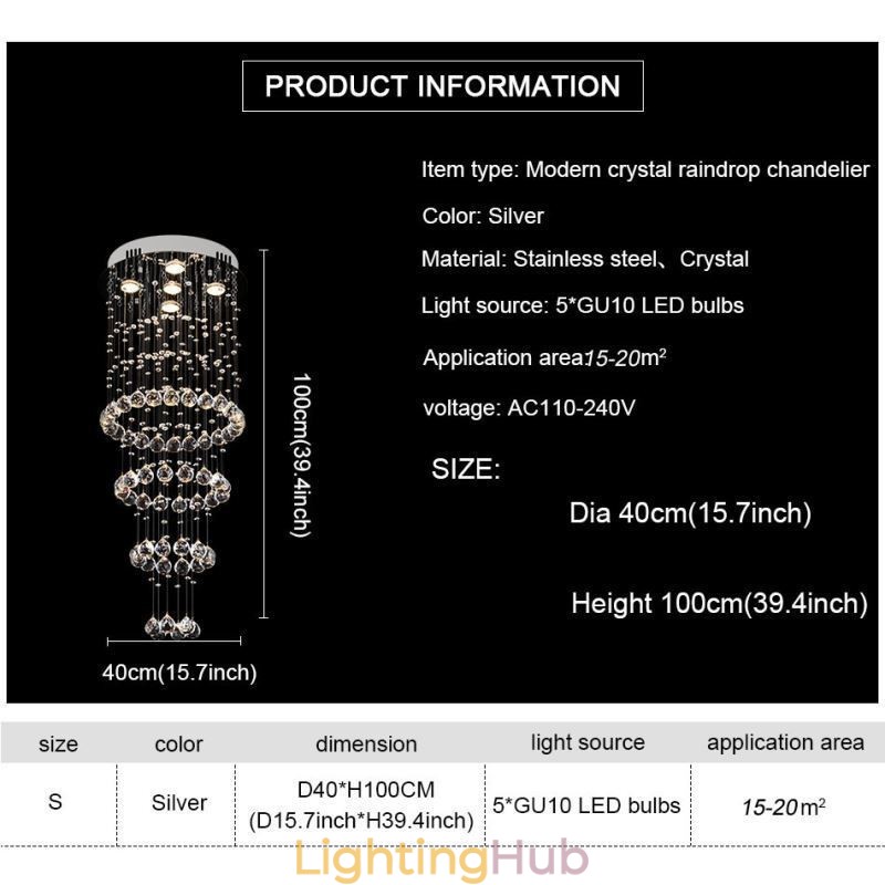 Crystal Chandelier Contemporary Elegant Ceiling Light Fixture Duplex Stair
