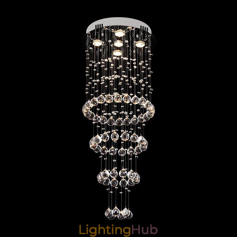 Crystal Chandelier Contemporary Elegant Ceiling Light Fixture Duplex Stair