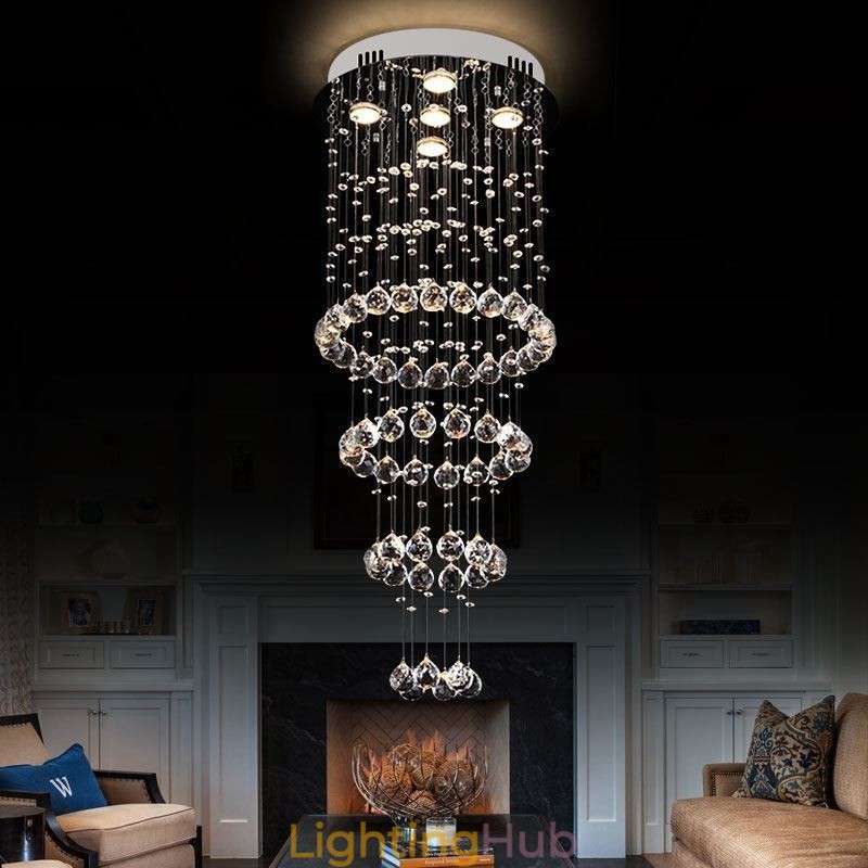 Crystal Chandelier Contemporary Elegant Ceiling Light Fixture Duplex Stair