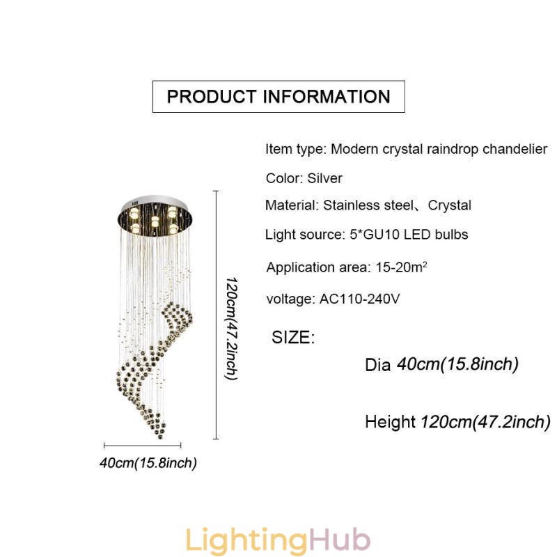 Elegant Crystal Chandelier Raindrop Ceiling Lights Foyer