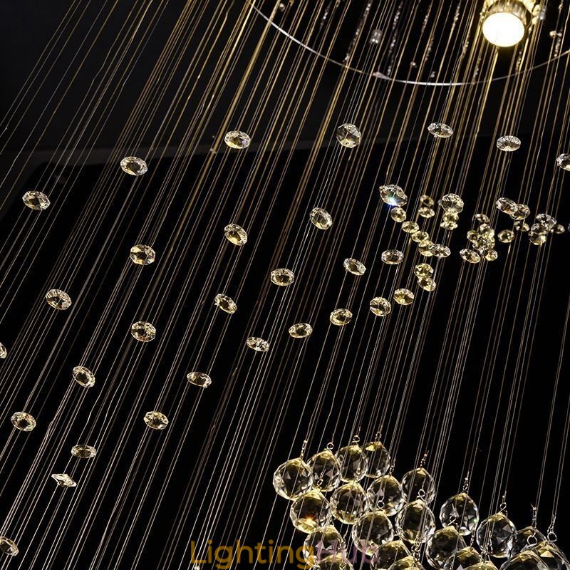 Elegant Crystal Chandelier Raindrop Ceiling Lights Foyer